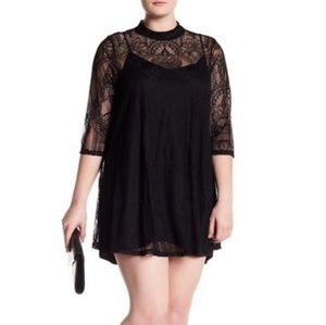 WANT AND NEED 3/4 Length Sleeve Lace Dress 